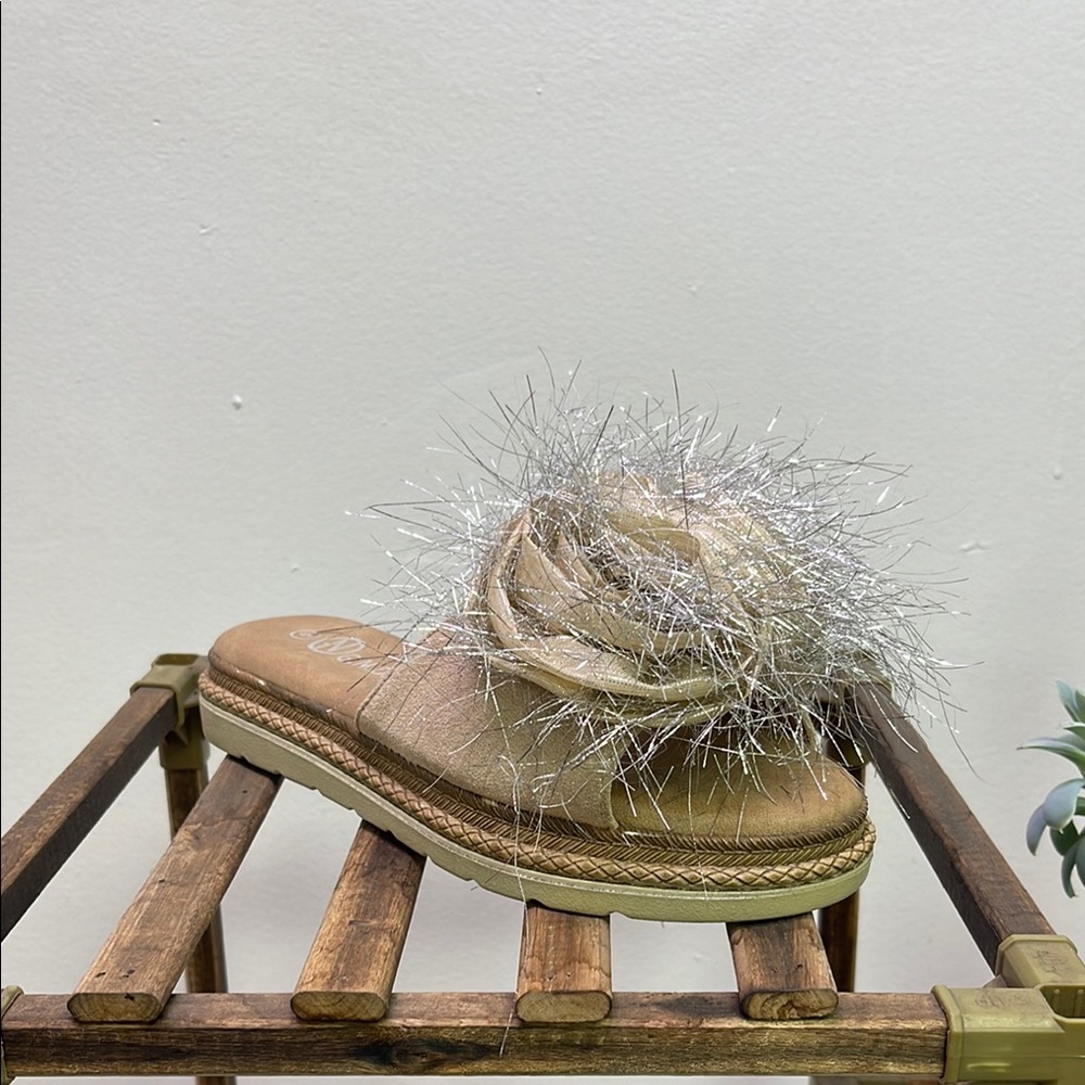 Gold and Silver Sandals with Sparkly Embellishments